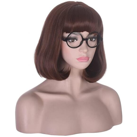 Short Brown Bob Wig with Bangs for Cosplay Costume Hallaween Party - Picture 3 of 7